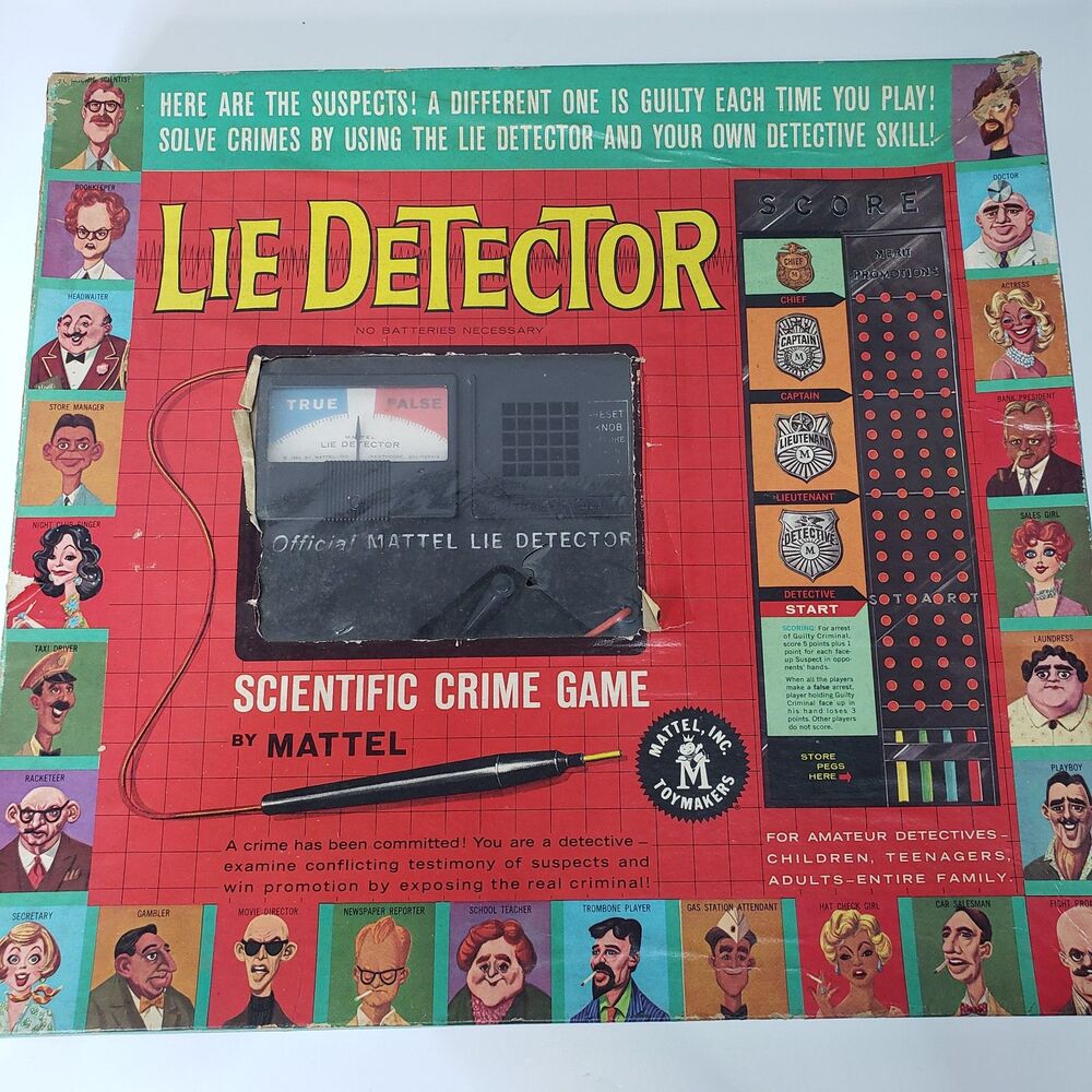 Vintage Retro 1960 Mattel LIE DETECTOR Board Game Semi-Complete